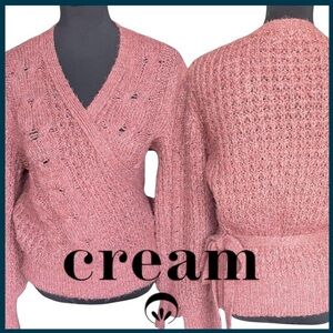 CREAM Brand Rusty Pink Lace Knit Wrap Cardigan Sweater (S)